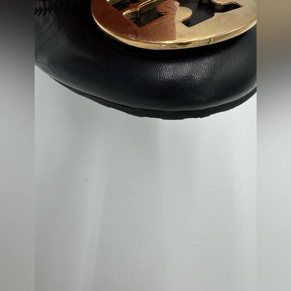 Tory Burch Black Flats with Gold Emblem - Picture 13 of 13